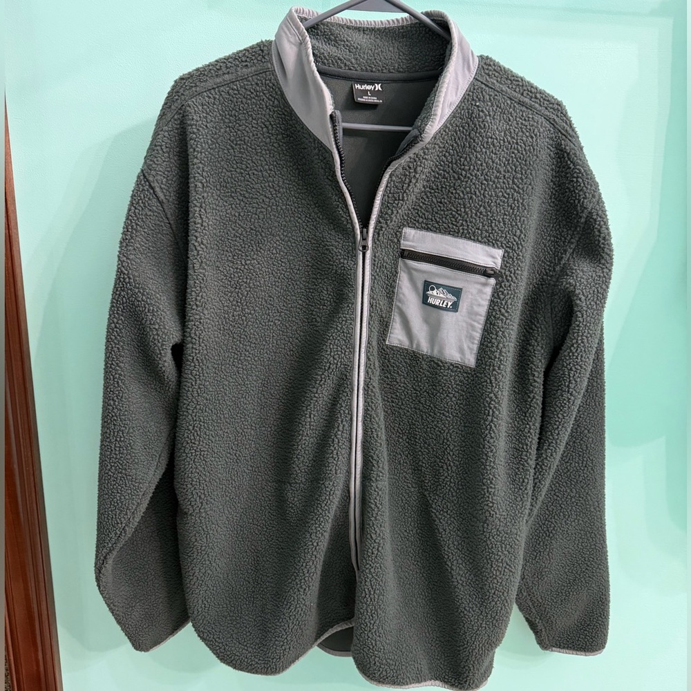 Hurley Dark Gray Sherpa Fleece Jacket